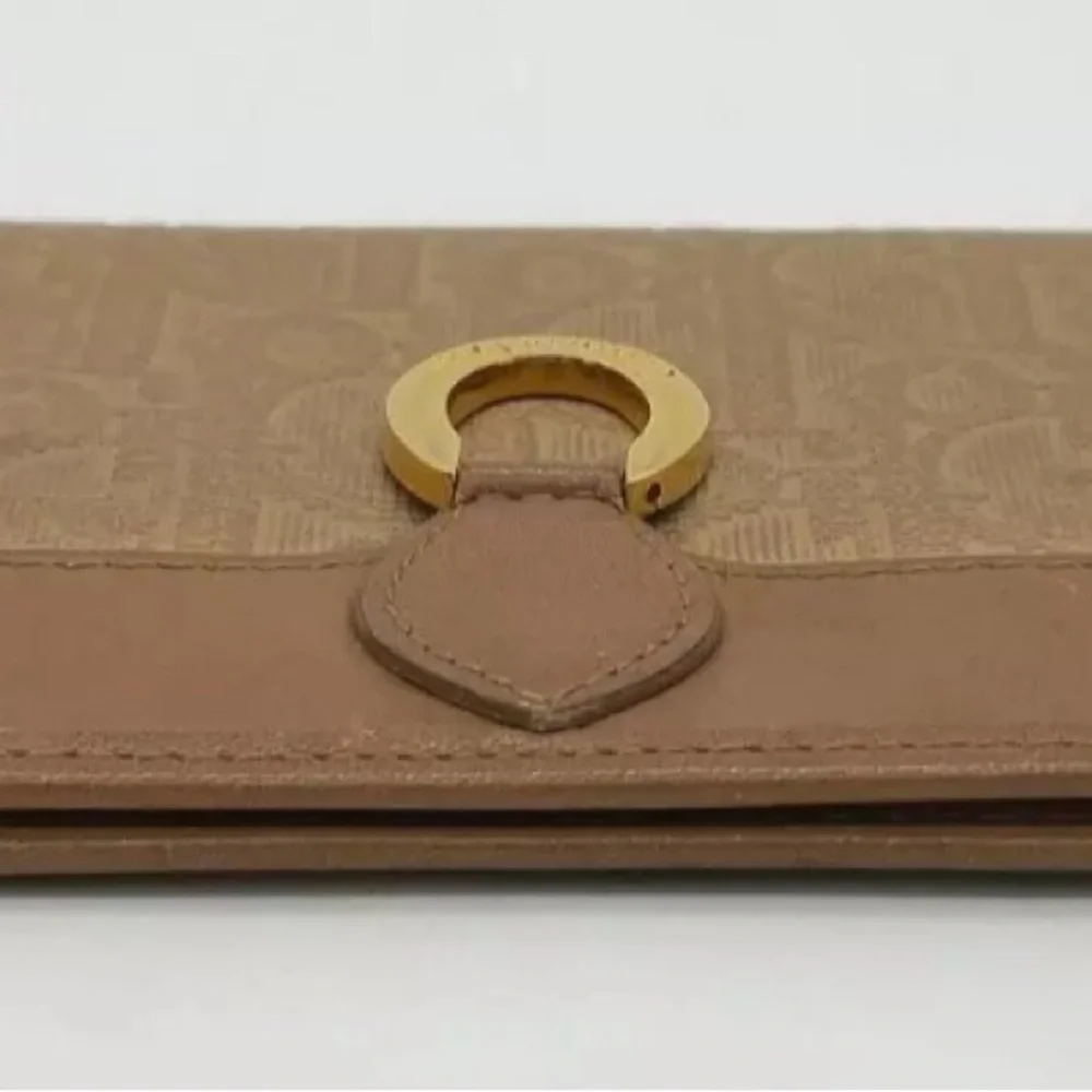 Authentic Christian Dior CD Vintage Tan Brown Monogram Long Wallet